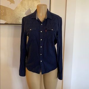 Levi’s Cotton black and blue checkers work shirt